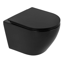 Сет №1628_BB062CHR-MB, Унитаз подвесной (черный матовый)