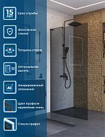 BelBagno Uno UNO-L-1-TB-100-GR-GM Душевая перегородка