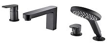 WasserKRAFT 7455 Elbe Смеситель на борт ванны, 4 отверстия, черный Soft-touch