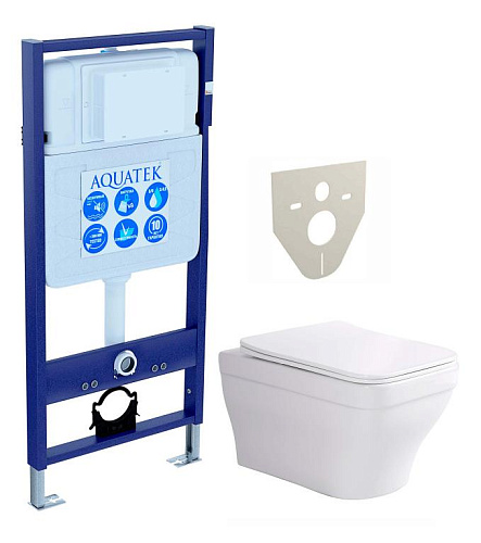 Aquatek SET Амадео Комплект: рама Standard INS-0000012 (без клавиши и крепежа) + унитаз AQ1163-00 с тонким сиденьем Soft-close, белый