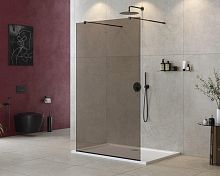 Cezares LIBERTA-L-2-110-BR-NERO Душевая перегородка с возможностью двустороннего входа, стекло бронза, профиль чёрный, 1100x1950 мм