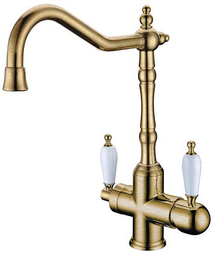 Boheme 111 Medici Ripresa Смеситель для кухни, на 2 воды, с подключением к фильтру, бронза/белый Boheme 111 Medici Ripresa Смеситель для кухни, на 2 воды, с подключением к фильтру, бронза/белый