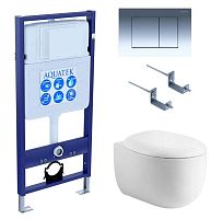 Aquatek SET Альтаир cm-010 4 в 1 Комплект: рама Standard INS-0000012 + крепеж KKI-0000002 + кнопка KDI-0000010 + унитаз AQ1980-00 с крышкой-сиденьем Soft-close, белый