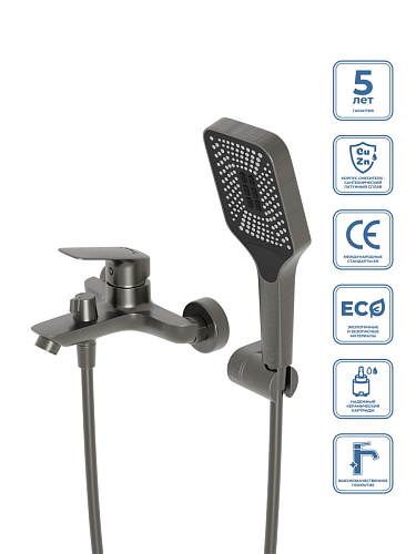 BelBagno DUE DUE-VASM-GM Смеситель для ванны/душа BelBagno DUE DUE-VASM-GM Смеситель для ванны/душа