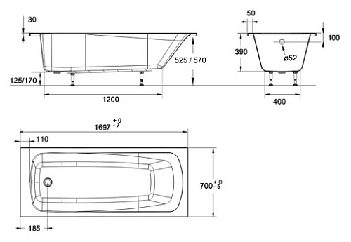 Jacob Delafon Patio E6812RU-00 Ванна акриловая купить недорого в интернет-магазине Сквирел