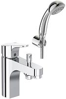 Vidima BA402AA Next Смеситель для ванны врезной, душевой гарнитур в комплекте (душ. лейка 70 мм, металлический шланг 1500 мм, держатель для лейки), хром