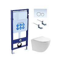 Aquatek SET Европа T KDI15 Комплект: рама Standard INS-0000012 + крепеж KKI-0000002 + клавиша KDI-0000015 + унитаз AQ1900T-00 с тонким сиденьем Soft-close, белый