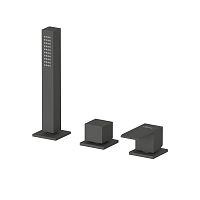 Cezares PORTA-BVDM3-NOP Смеситель на борт ванны с выдвижным душем и переключателем, исполнение черный матовый