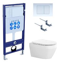 Aquatek SET Лея-009 4 в 1 Комплект: рама Standard INS-0000012 + крепеж KKI-0000002 + кнопка KDI-0000009 + унитаз AQ1199-00 с крышкой-сиденьем Soft-close, белый