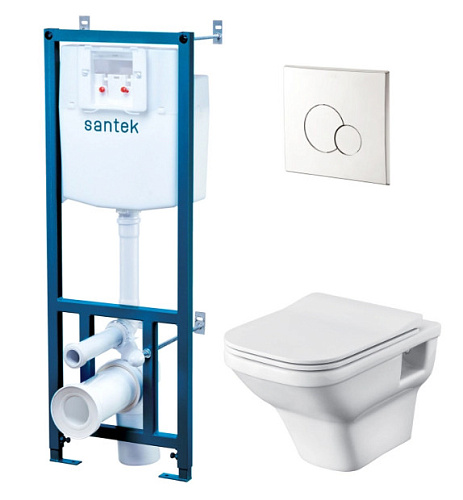 Santek Лайн 1.WH50.1.729 Комплект: Унитаз, сиденье, инсталляция, кнопка