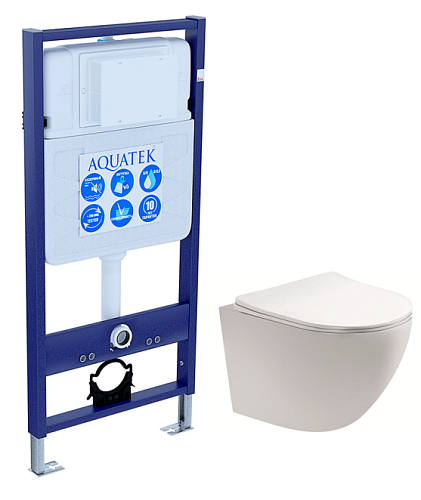 Aquatek SET Европа cm Комплект: рама Standard INS-0000012 (без клавиши и крепежа) + унитаз AQ1900-00 с тонким сиденьем Soft-close, белый