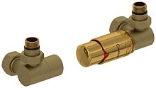 Сунержа 032-1422-6207 Терморегулятор автоматический 3D, правый, G 1/2" НР х G 3/4" НГ (набор), матовое золото/золото
