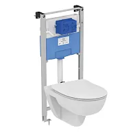 Ideal Standard I001601 Prosys i.life Комплект 3 в 1: подвесной унитаз + крышка-сидение + инсталляция для монтажа, белый