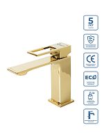 BelBagno LUC-LVM-ORO Luce Смеситель для раковины, с донным клапаном, золото