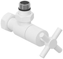 Сунержа 30-1408-1234 Вентиль угловой, (крест) G 1/2" НР х G 3/4" НГ, матовый белый