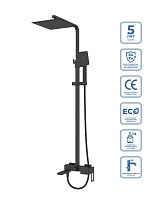BelBagno LUC-VSCM-NERO Душевая стойка со смесителем для верхнего и ручного душа, чёрная