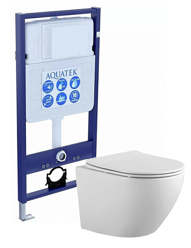 Aquatek SET Европа Комплект: рама Standard INS-0000012 (без клавиши и крепежа) + унитаз AQ1901-00 с тонким сиденьем Soft-close, белый