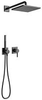 Keuco 59603370002 IXMO Душевой комплект 4: однорычажный смеситель на 2 потребителя, с квадратными розетками, черный матовый