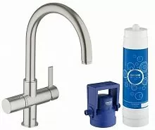 Grohe 33249DC1 Blue Pure Смеситель для мойки (фильтрация, C-излив), суперсталь