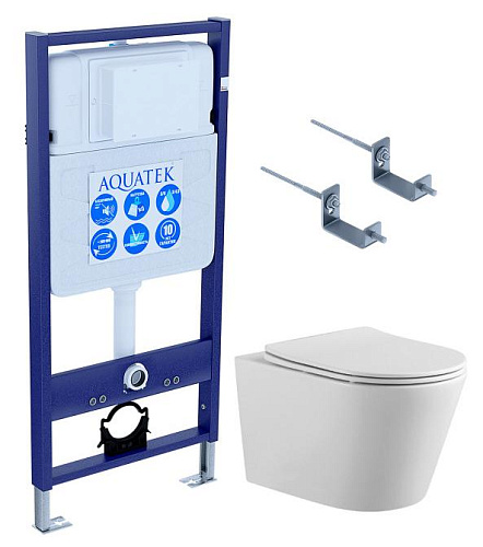Aquatek SET Вега-KKI2 Комплект: рама Standard INS-0000012 + крепеж KKI-0000002 + унитаз AQ1905-00 с крышкой-сиденьем Soft-close, белый