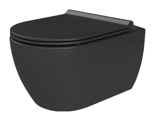 Подвесной унитаз с крышкой  Boheme NERO 961-SET-B черный матовый