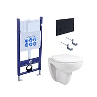 Aquatek SET Каир-14-017 Комплект: рама Eco Standard INS-0000014 + крепеж KKI-0000002 + клавиша KDI-0000017 + унитаз AQ1170-00 с тонким сиденьем с механизмом плавного закрывания, белый