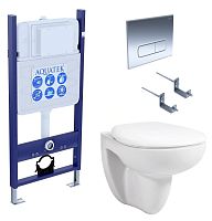 Aquatek SET Каир-14-016 Комплект: рама Eco Standard INS-0000014 + крепеж KKI-0000002 + клавиша KDI-0000016 + унитаз AQ1170-00 с тонким сиденьем с механизмом плавного закрывания, белый