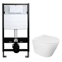 Azario сантехника Azario AZ-100-100F+87266 Комплект: Унитаз, инсталляция, сидением микролифт