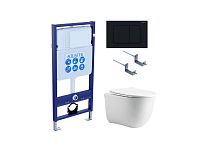 Aquatek SET Классик cm-012 4 в 1 Комплект: рама Standard INS-0000012 + крепеж KKI-0000002 + кнопка KDI-0000012 + унитаз AQ1112-00 с крышкой-сиденьем Soft-close, белый