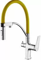 Lemark LM3074C-Yellow Comfort Смеситель для кухни, с гибким изливом, хром/желтый