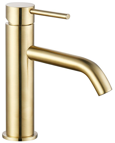 Aquame AQM6210BG Siena Смеситель для раковины, гладкий, Brushed gold (шлифованное золото)