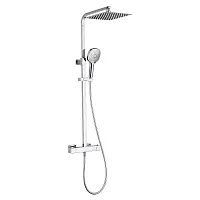 Aquame AQM8007CR Душевая система с термостатом, D226/120 мм, 1/3 режим, верхний душ - сталь, Cool Touch, хром