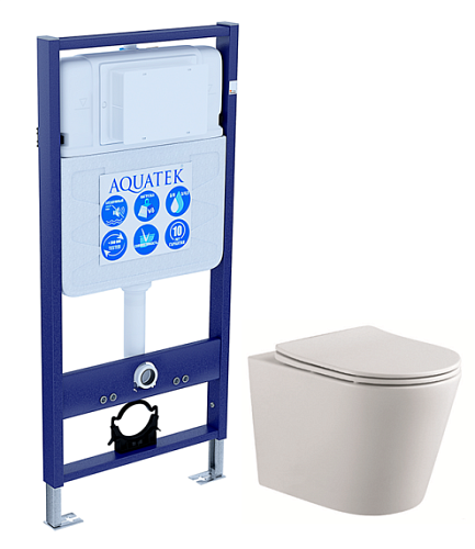 Aquatek SET Вега cmp Комплект: рама Standard INS-0000012 (без клавиши и крепежа) + унитаз-компакт AQ1904-00 с тонким сиденьем Soft-close, белый