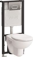 Vitra 9773B003-7203 Normus-3 Комплект 4 в 1: подвесной унитаз + стандартное сиденье + инсталляция для монтажа + скрытая система смыва матовый хром