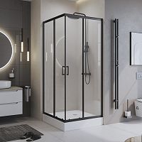 BelBagno UNO-195-A-2-90-P-NERO Душевой уголок 195х90х90 см, стекло рифленое/профиль черный