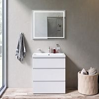 AM.PM BK91GF Gem S, Комплект: мебель для ванной 75 см, со смесителем для раковины и аксессуарами, белый/хром