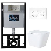 Azario AZ-8010-1000+AZ-8200-0012+AZ-0052 Комплект инсталляции с унитазом Teramo с сидением микролифт и клавишей смыва 0012, белая