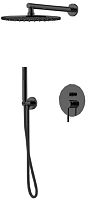 Gattoni 9190/PDNO (аналог 9090/PDNO) CIRCLE TWO/ONE Комплект для душа со встроенным смесителем с Gbox с ручной лейкой и верхним душем 250 мм, цвет nero opaco