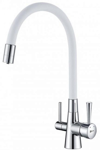 Lemark LM3075C-White Comfort Смеситель для кухни, с гибким изливом, хром/белый