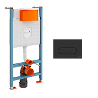Vitra 800-1874 Core Комплект 3 в 1: инсталляция для монтажа + крепления + кнопка смыва черная