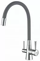 Lemark LM3075C-Gray Comfort Смеситель для кухни, с гибким изливом, хром/серый
