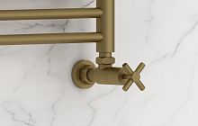 Сунержа 032-1408-1234 Вентиль угловой, (крест) G 1/2" НР х G 3/4" НГ, матовое золото