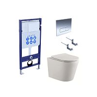 Aquatek SET Вега cmp-016 Комплект: рама Standard INS-0000012 + крепеж KKI-0000002 + клавиша KDI-0000016 + унитаз AQ1904-00 с тонким сиденьем Soft-close, белый