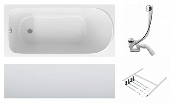AM.PM W75A-170-070W-KL Sense, Ванна акриловая 170х70 см с каркасом/сливом-переливом, белый