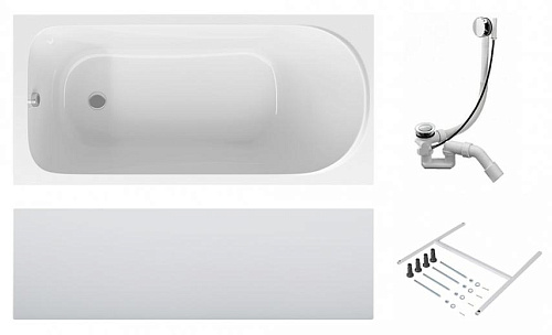 AM.PM W75A-170-070W-KL Sense, Ванна акриловая 170х70 см с каркасом/сливом-переливом, белый