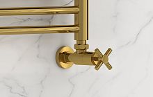 Сунержа 03-1408-1212 Вентиль угловой, (крест) G 1/2" НР х G 1/2" НР, золото