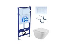 Aquatek SET Лира-009 4 в 1 Комплект: рама Standard INS-0000012 + крепеж KKI-0000002 + кнопка KDI-0000009 + унитаз AQ1155-00 с крышкой-сиденьем Soft-close, белый