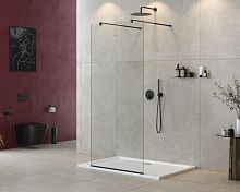 Cezares LIBERTA-L-2-80-C-NERO Душевая перегородка с возможностью двустороннего входа, стекло прозрачное, профиль чёрный, 800x1950 мм