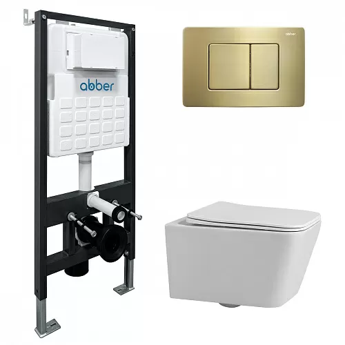Abber Rechteck AC1201-AC0105-AC0120MMG Комплект: Унитаз, Инсталляция, Кнопка смыва