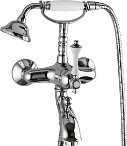 Cezares MARGOT-VDM-01-Bi Смеситель для ванны, с ручным душем, хром/ручки белые